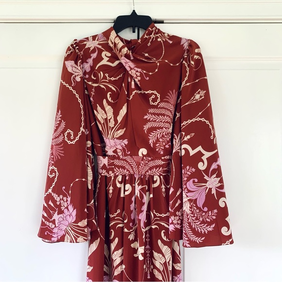 Johanna Ortiz Silk Dress Hanging Plants Printed Long Sleeve Maxi Gown Size 6 - Picture 6 of 15